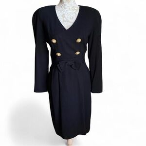 Maggy London Black Dress with Gold Buttons